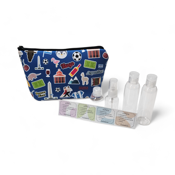 NECESER SIMIL NEOPREN + STICKERS + ATOMIZADOR + FRASCO CH + 2 FRASCOS GRANDES - PEGATINAS 